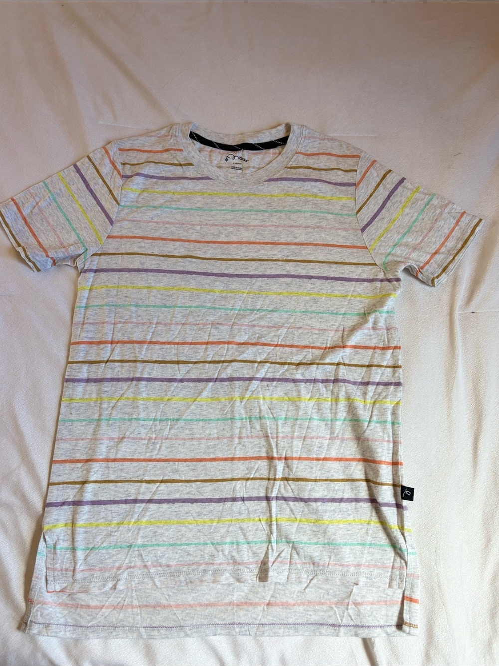 art class Light Gray Crewneck Tee with Pastel Stripes